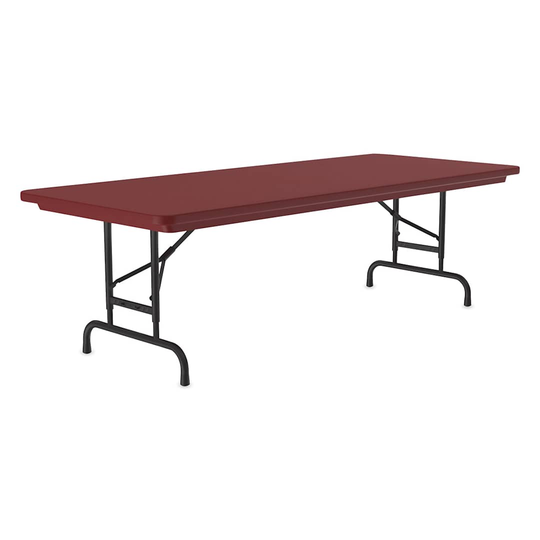 Open in modal - Correll Plastic Resin Folding Table - 30" x 60", Red, Adjustable Height