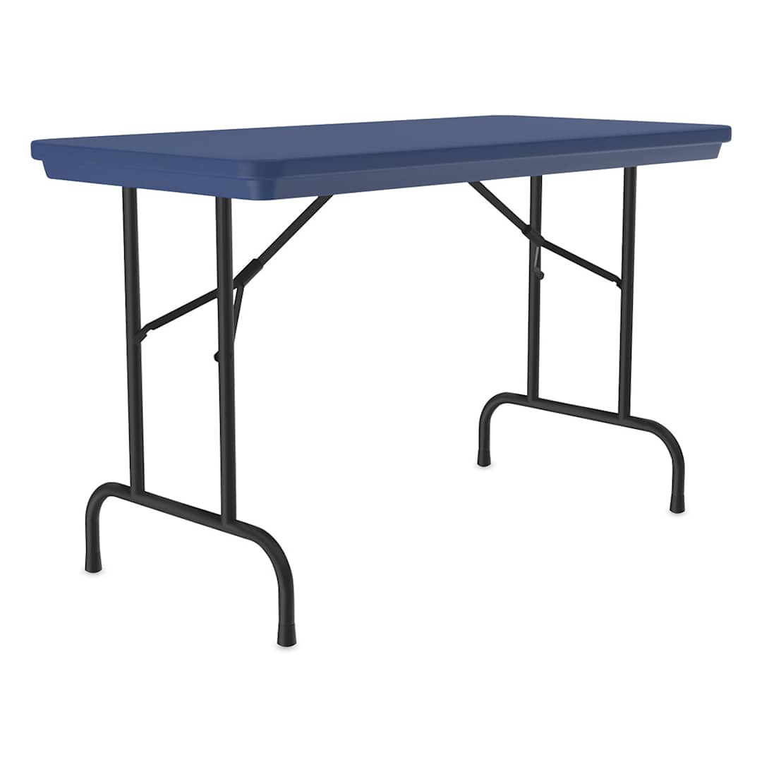 Open in modal - Correll Plastic Resin Folding Table - 24" x 48", Blue, Fixed Height