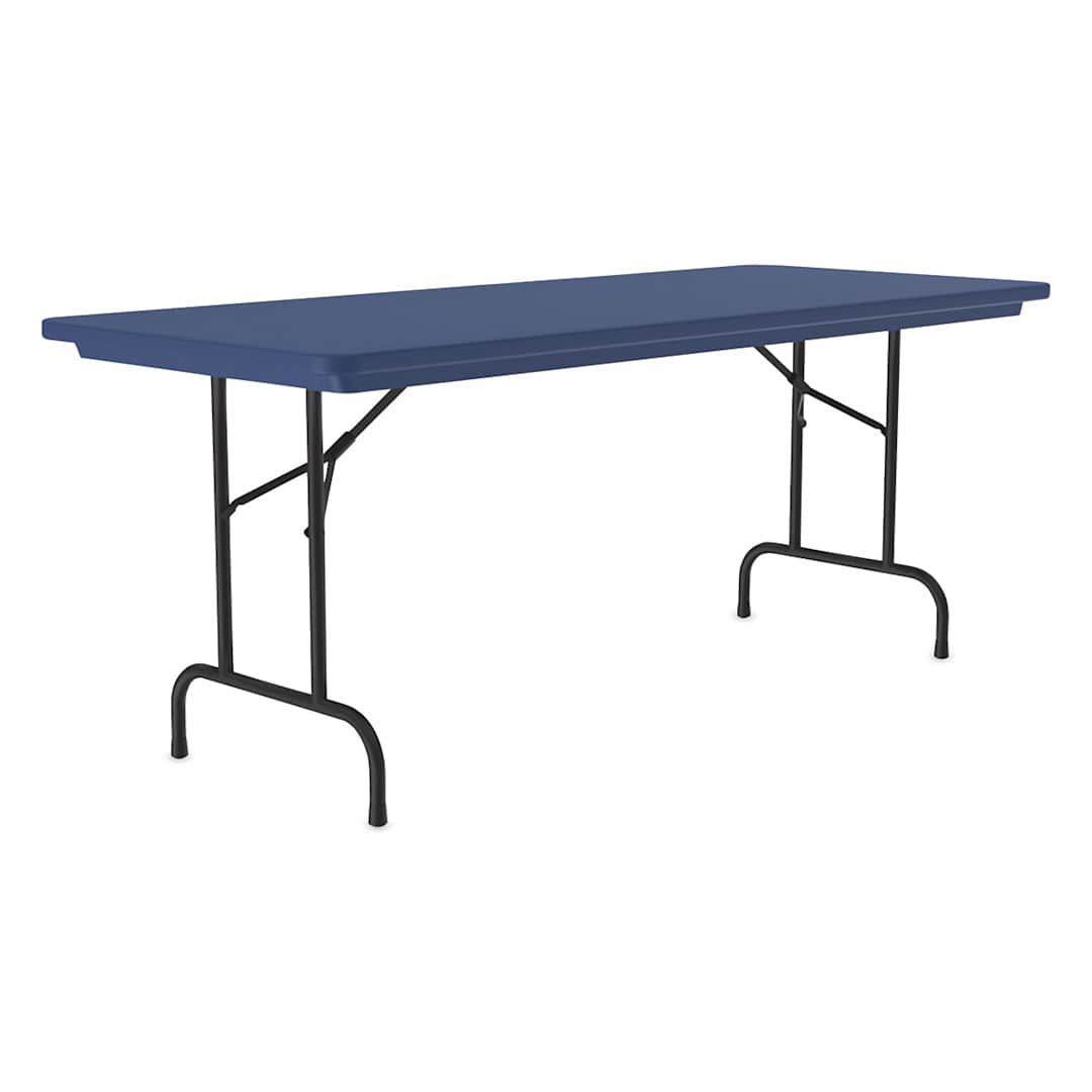 Open in modal - Correll Plastic Resin Folding Table - 30" x 72", Blue, Fixed Height