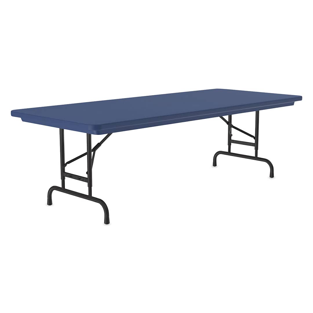 Open in modal - Correll Plastic Resin Folding Table - 30" x 72", Blue, Adjustable Height