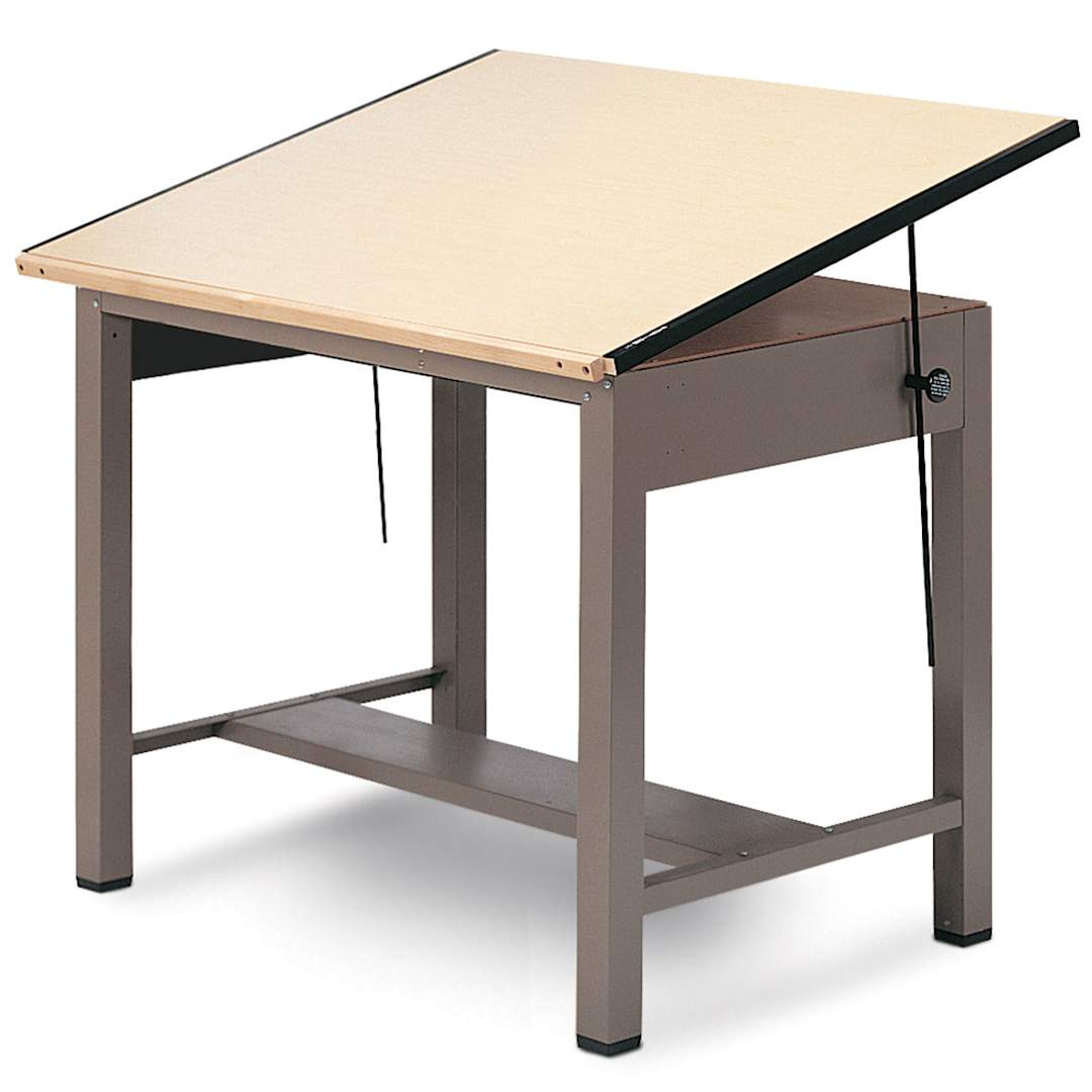 Open in modal - Mayline Ranger Extra Small Steel Four-Post Drawing Table - 48" x 37-1/2", Black