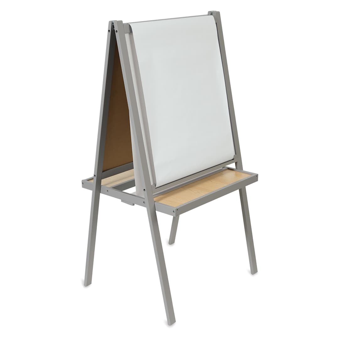 Open in modal - Blick Essentials Paint and Draw Easel - Gray - with paper pulled over white side