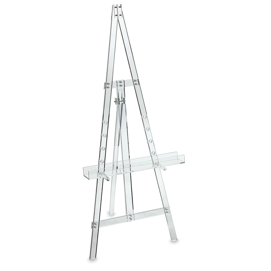 Open in modal - Clear Acrylic Display Easel - Angled view of assembled Easel