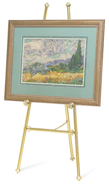 Open in modal - Baroque Display Easel - Brass-tone Easel holding artwork