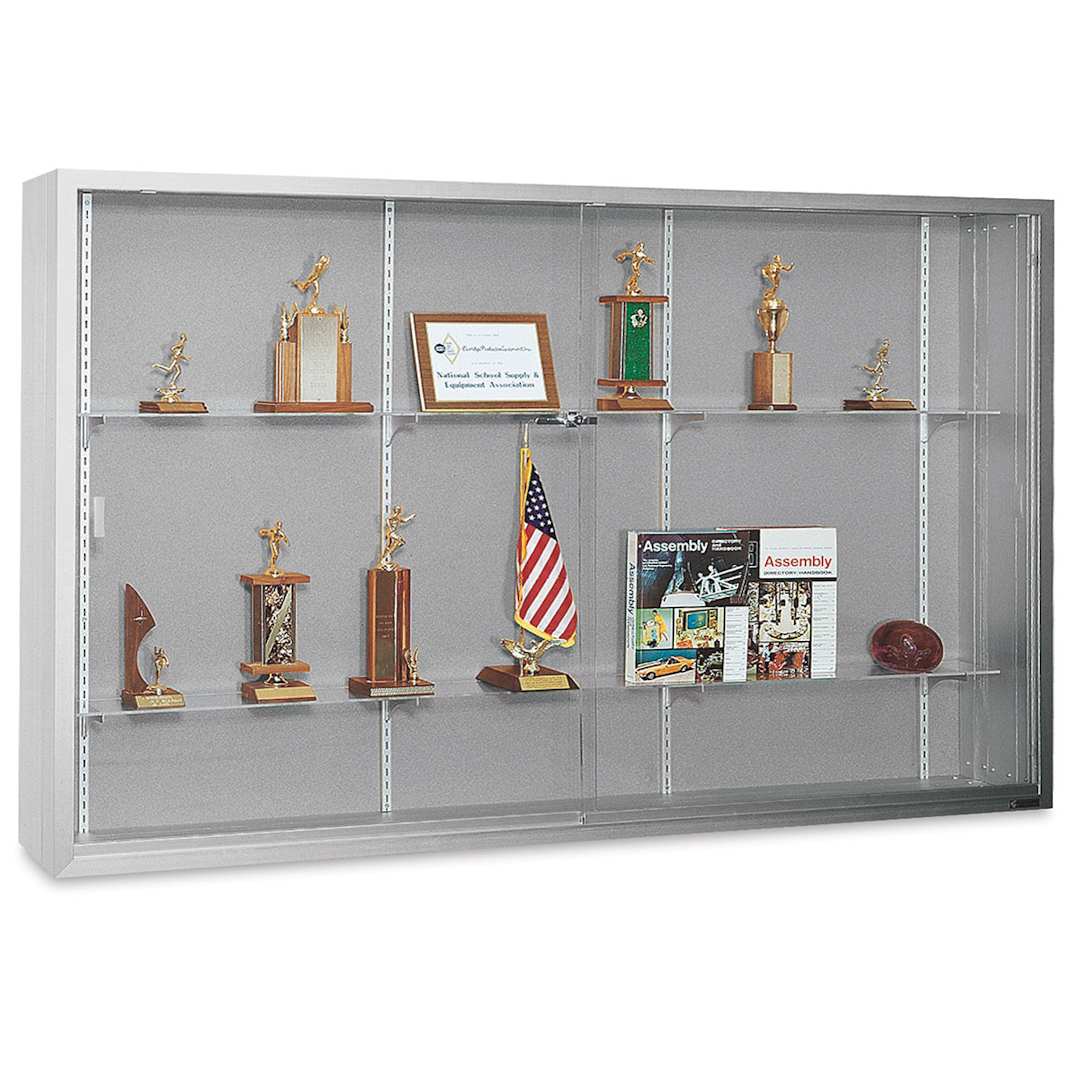 Open in modal - Claridge Sliding Door Display Case - 4 ft x 6 ft x 10 3/4", Gray  Fabricork