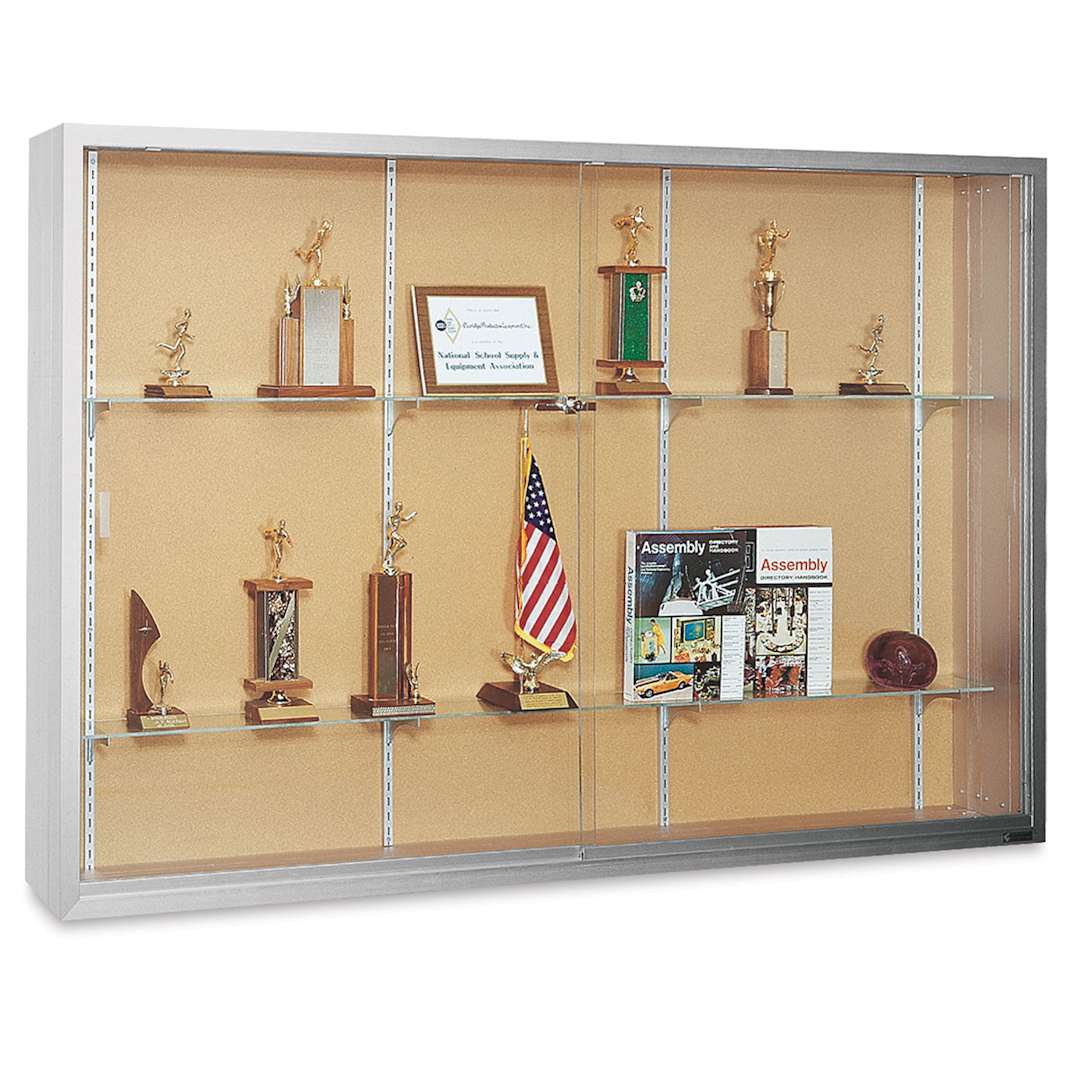 Open in modal - Claridge Sliding Door Display Case - 4 ft x 5 ft x 10 3/4", Tan Cork