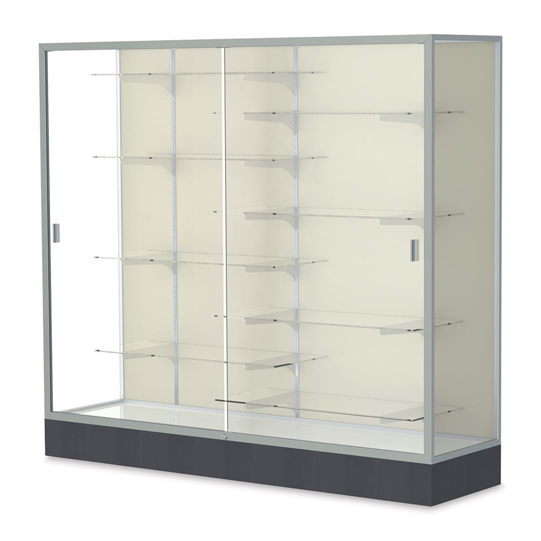 Open in modal - Waddell Colossus Series Display Case - x 66" x 72" x 20", Satin Aluminum, Plaque Back