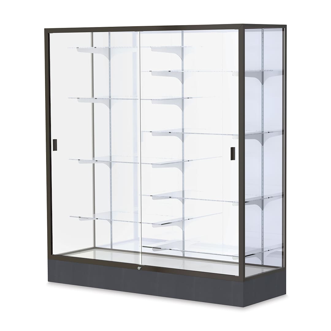 Open in modal - Waddell Colossus Series Display Case - x 66" x 60" x 20", Dark Bronze, White Back