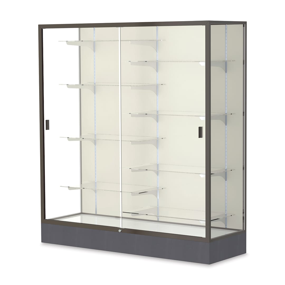 Open in modal - Waddell Colossus Series Display Case - x 66" x 60" x 20", Dark Bronze, Plaque Back
