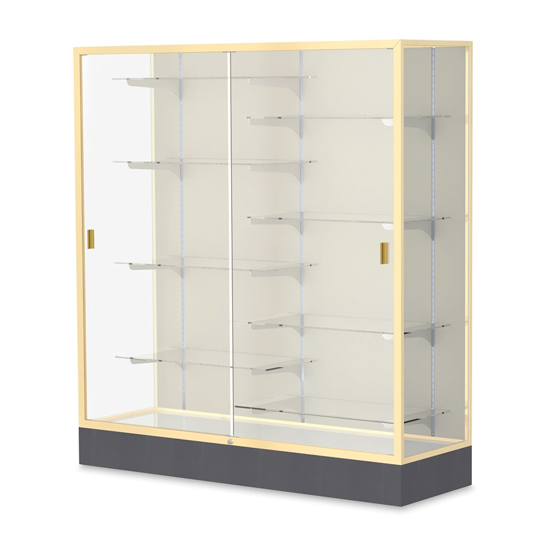 Open in modal - Waddell Colossus Series Display Case - x 66" x 60" x 20", Gold Aluminum, Plaque Back