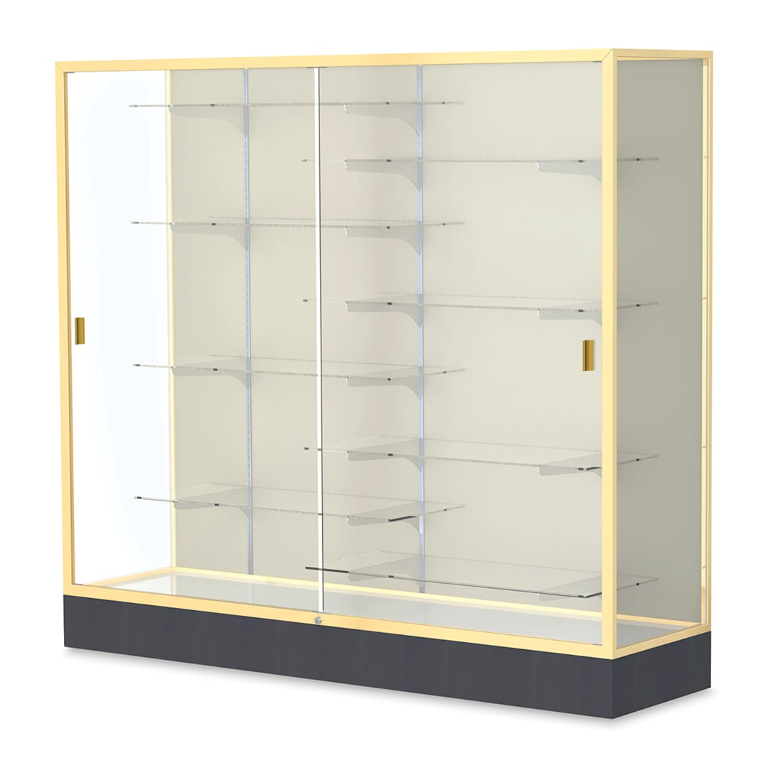 Open in modal - Waddell Colossus Series Display Case - x 66" x 72" x 20", Gold Aluminum, Plaque Back