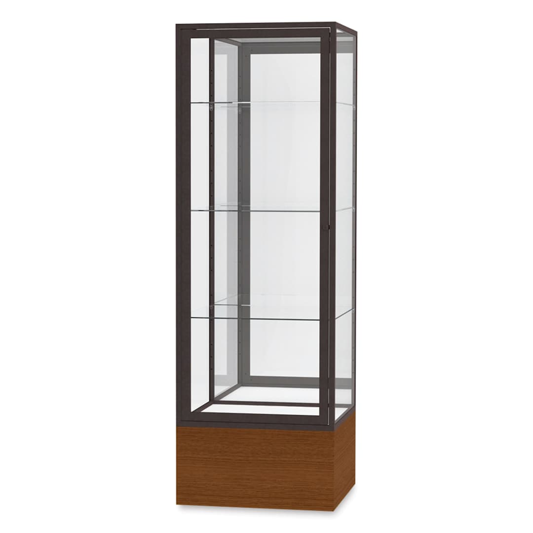 Open in modal - Waddell Keepsake Series Display Case - 24" x 72" x 24", Carmel Oak/Dark Bronze, Mirror Back