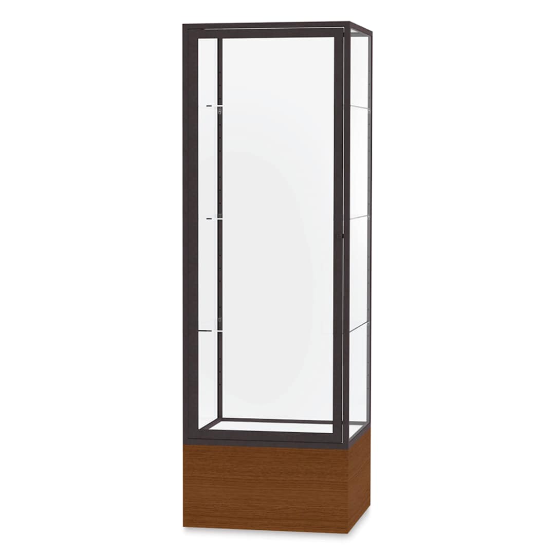 Open in modal - Waddell Keepsake Series Display Case - 24" x 72" x 24", Carmel Oak/Dark Bronze, Clear Back