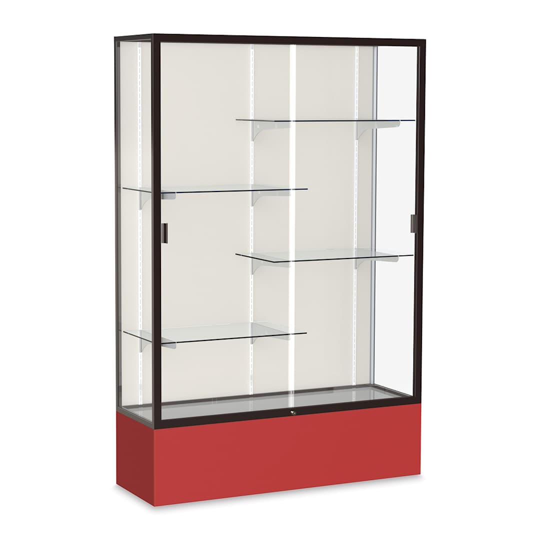 Open in modal - Waddell Spirit Series Display Case - 72" x 48" x 16", Dark Bronze/Red Base