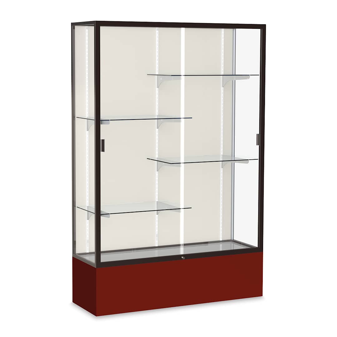 Open in modal - Waddell Spirit Series Display Case - 72" x 48" x 16", Dark Bronze/Maroon Base