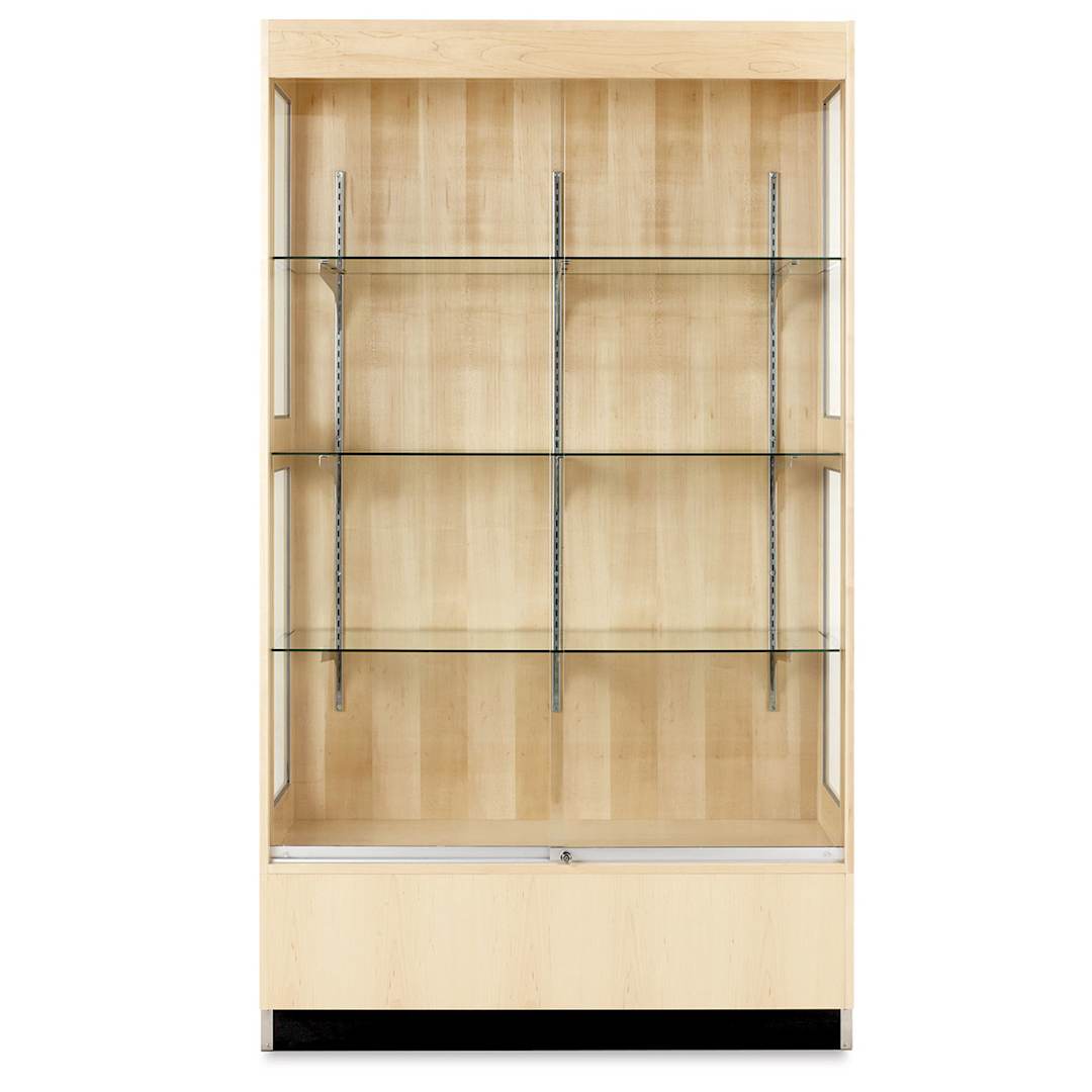 Open in modal - Premier Display Cabinet - front view with three glass shelves and locked glass sliding doors shown
