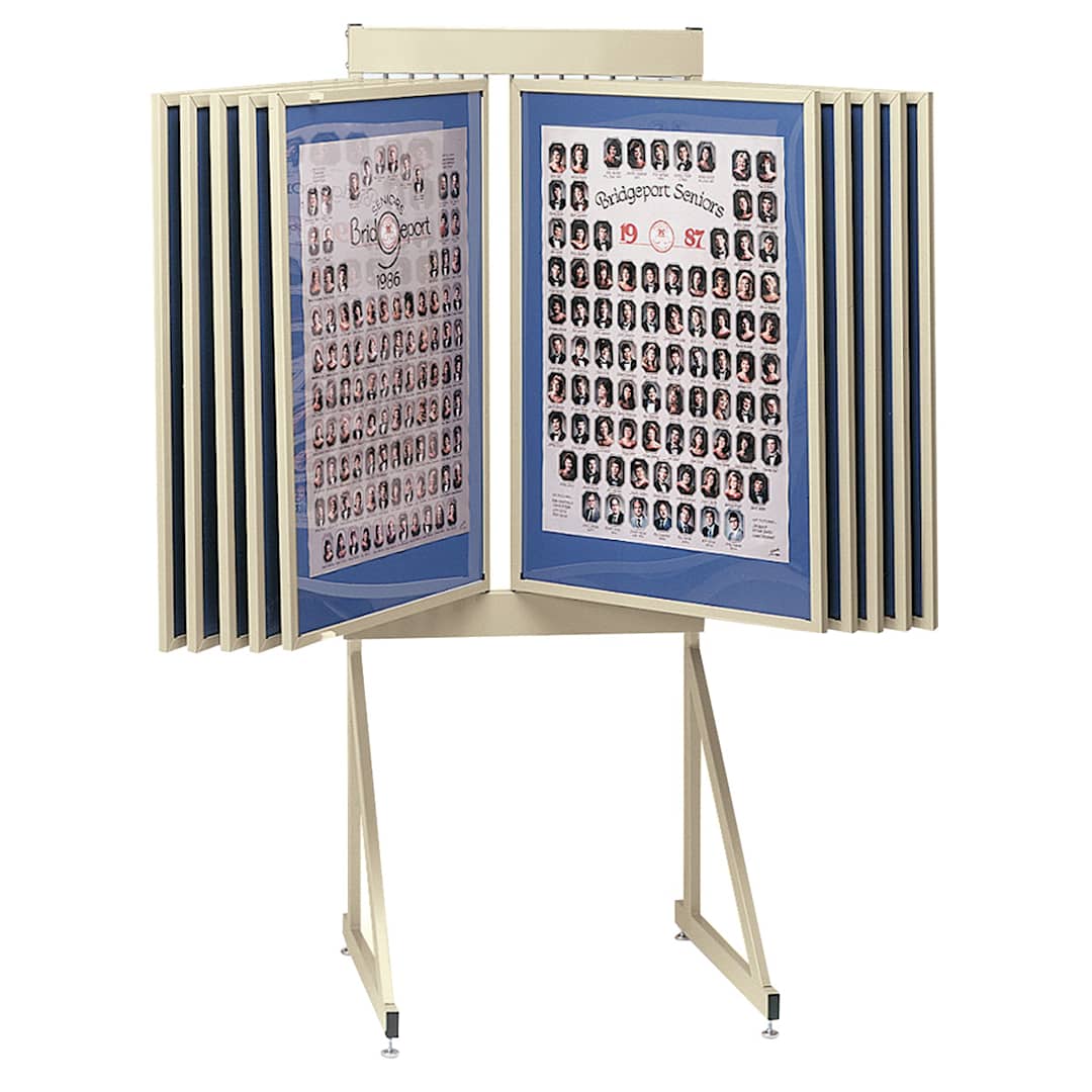 Open in modal - Multiplex Swinging Panel Display - 24" x 36", Beige, 10 Panels, Floor Unit