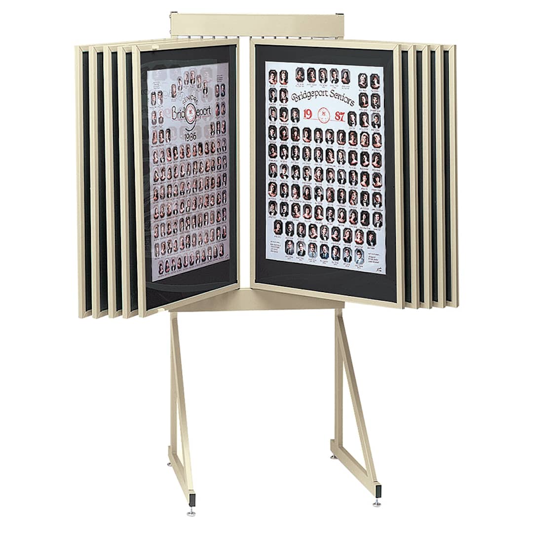 Open in modal - Multiplex Swinging Panel Display - 30" x 40", Beige, 10 Panels, Floor Unit