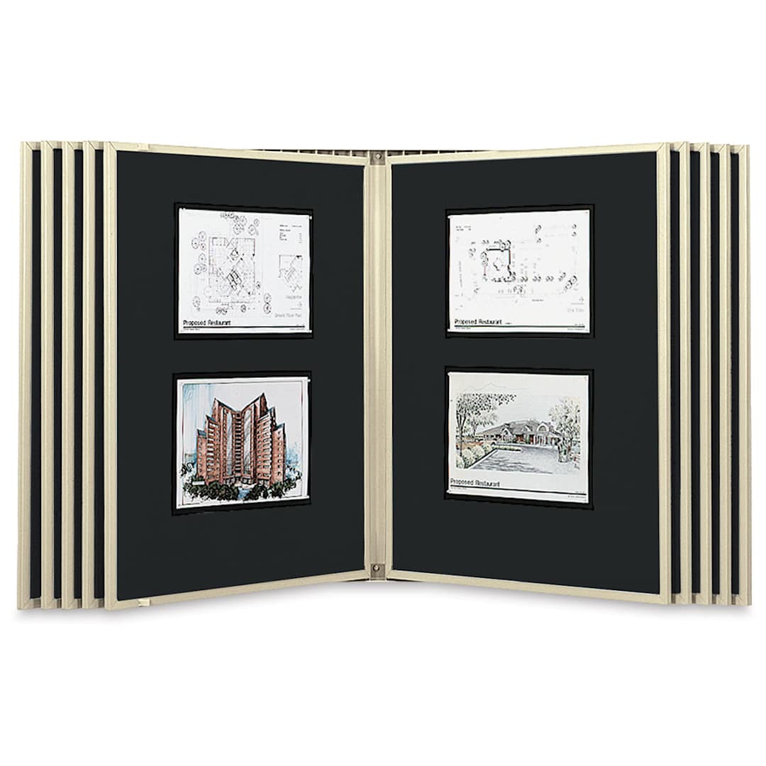 Open in modal - Multiplex Swinging Panel Display - 30" x 40", Beige, 10 Panels, Wall Unit