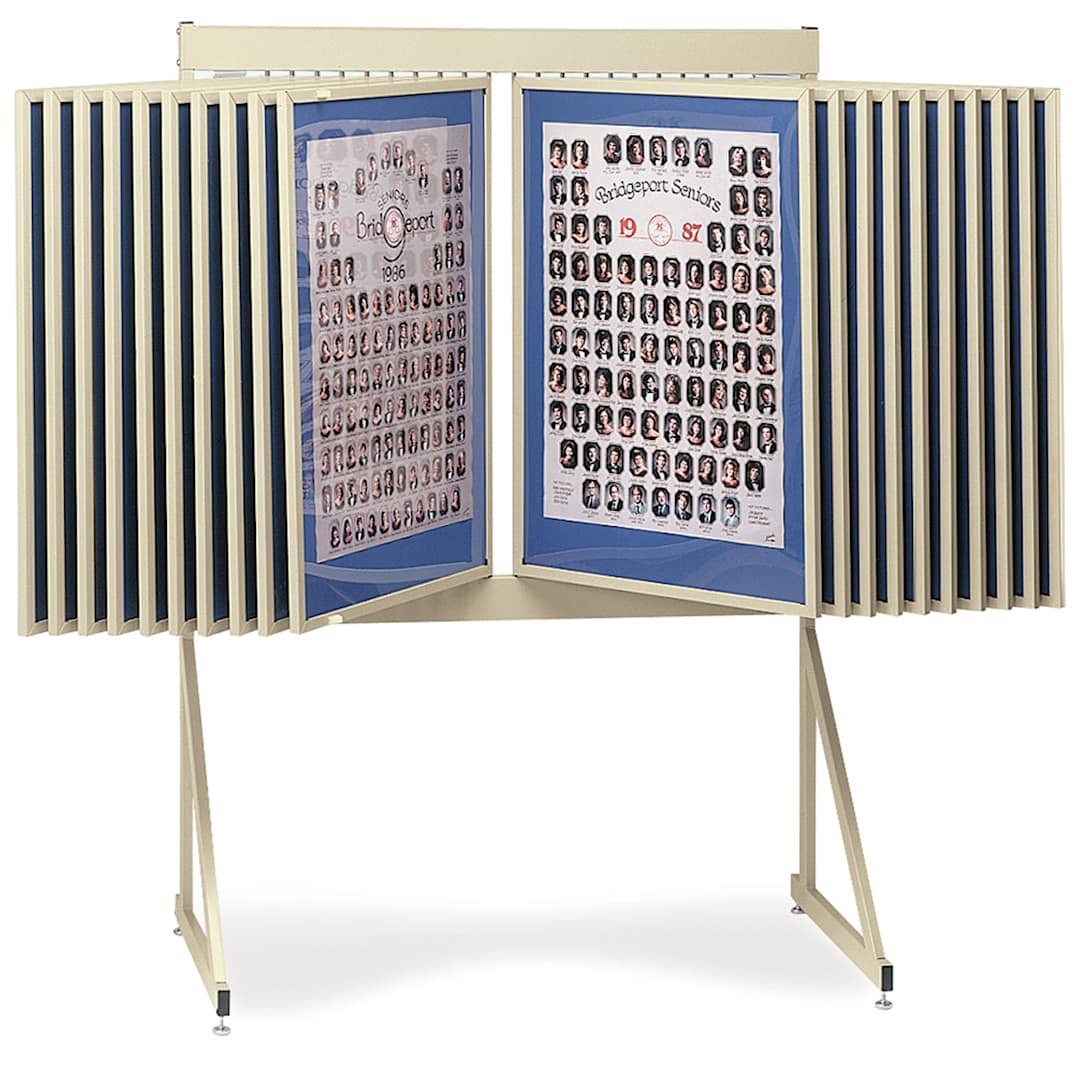 Open in modal - Multiplex Swinging Panel Display - 24" x 36", Beige, 20 Panels, Floor Unit