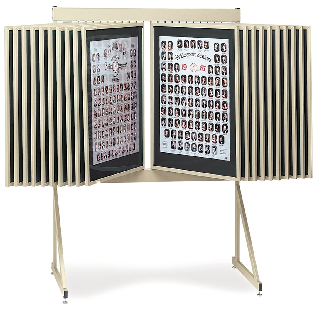 Open in modal - Multiplex Swinging Panel Display - 30" x 40", Beige, 20 Panels, Floor Unit