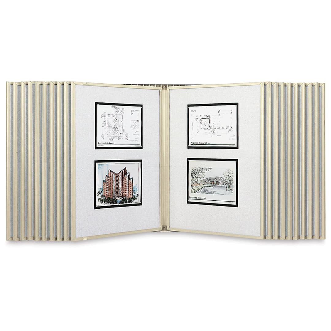 Open in modal - Multiplex Swinging Panel Display - 24" x 36", Beige, 20 Panels, Wall Unit