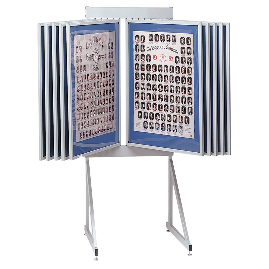 Open in modal - Multiplex Swinging Panel Display - 24" x 36", Gray, 10 Panels, Floor Unit