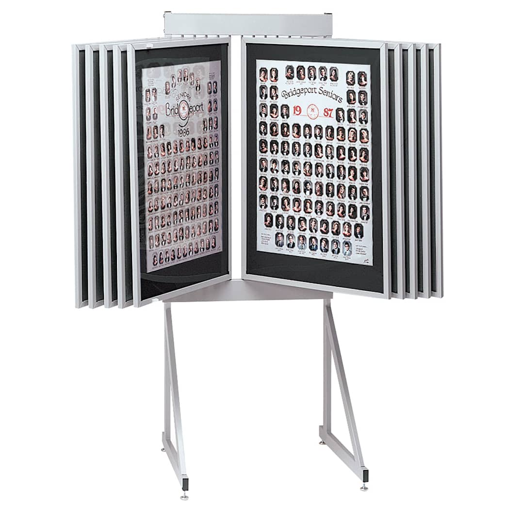 Open in modal - Multiplex Swinging Panel Display - 30" x 40", Gray, 10 Panels, Floor Unit