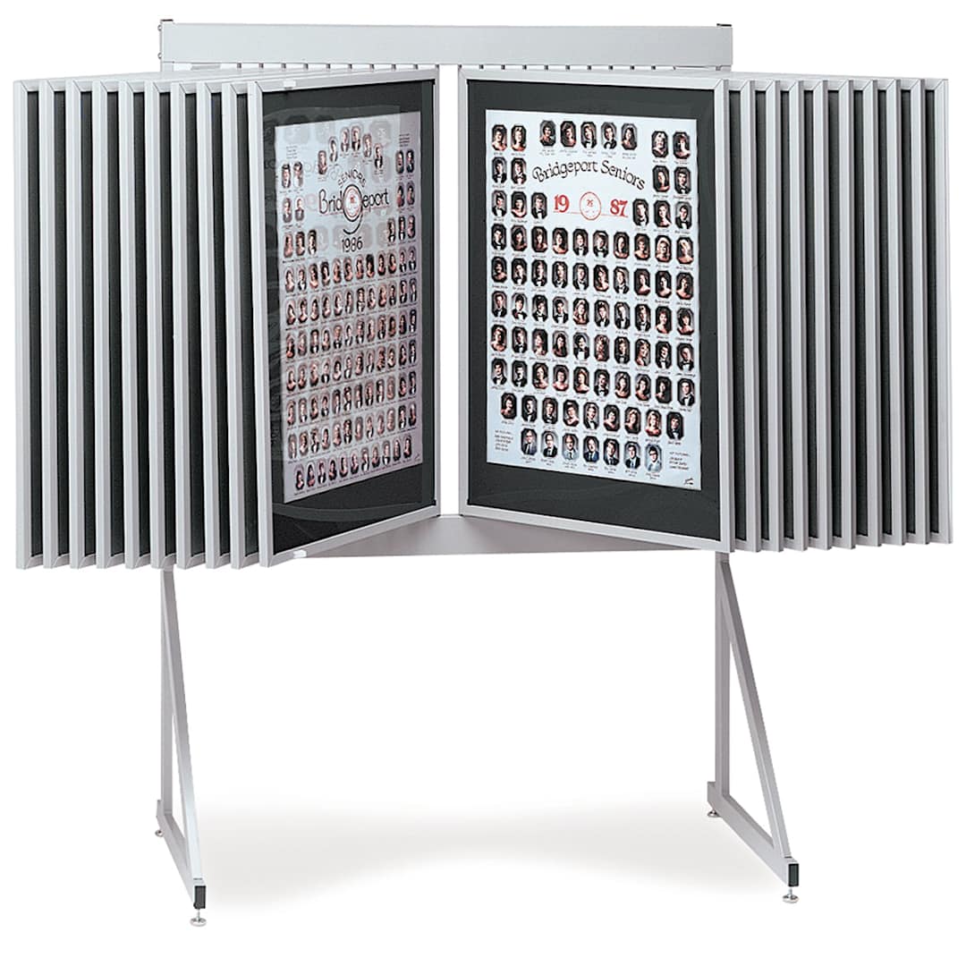 Open in modal - Multiplex Swinging Panel Display - 30" x 40", Gray, 20 Panels, Floor Unit
