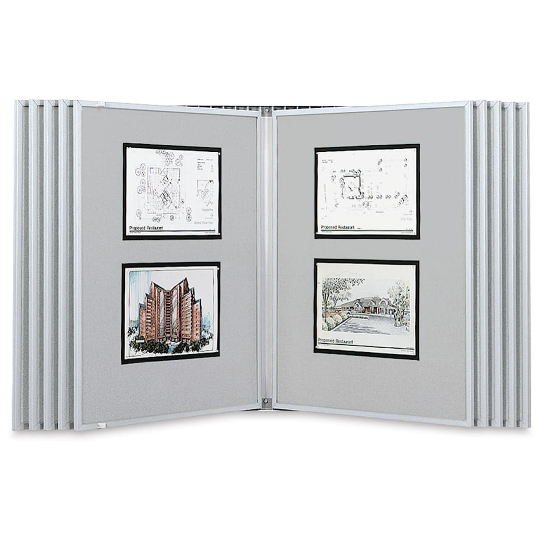 Open in modal - Multiplex Swinging Panel Display - 30" x 40", Gray, 10 Panels, Wall Unit