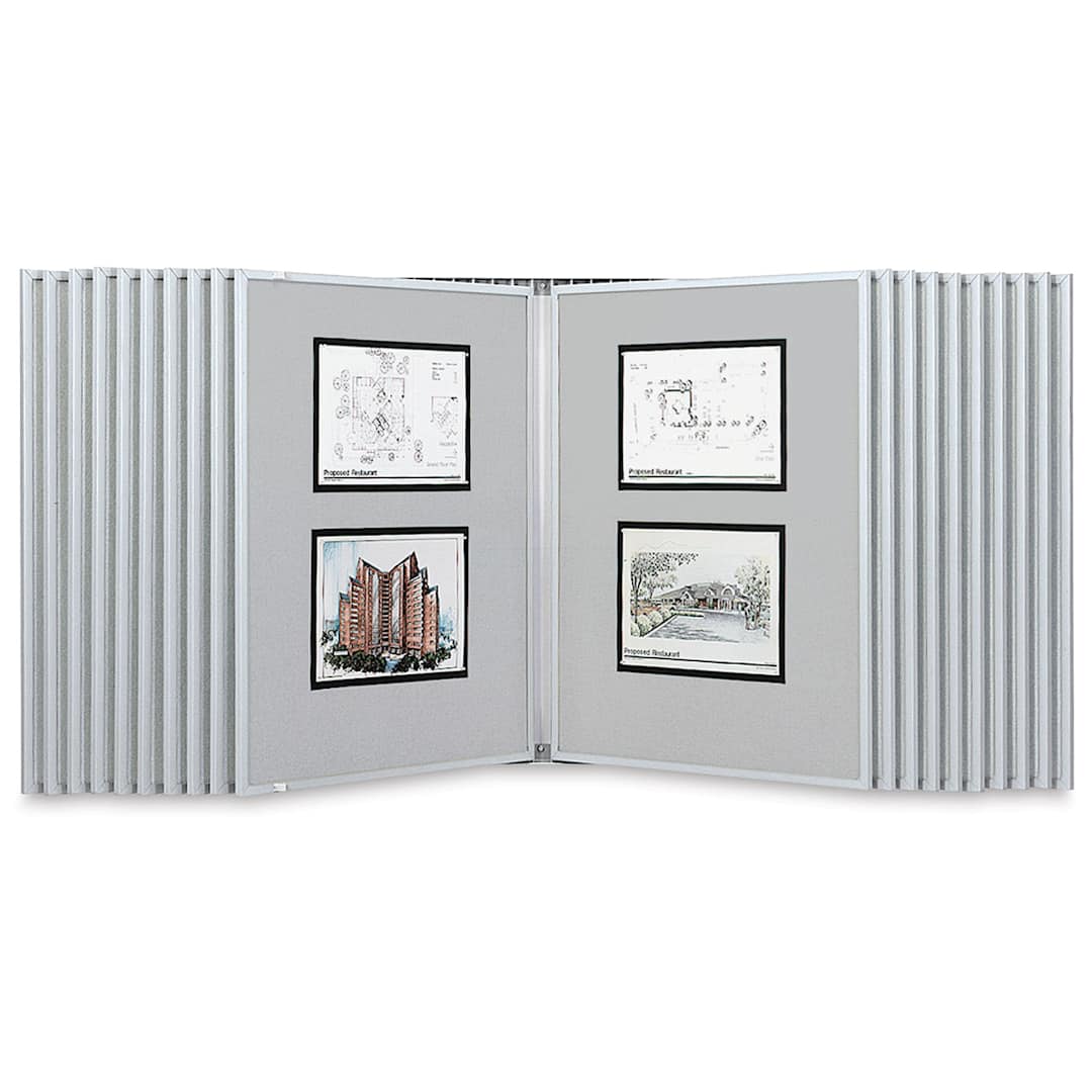 Open in modal - Multiplex Swinging Panel Display - 30" x 40", Gray, 20 Panels, Wall Unit