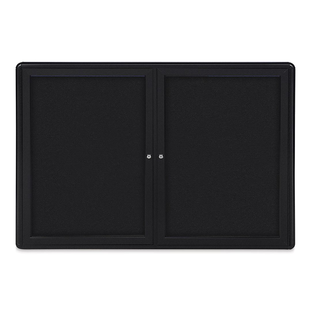 Open in modal - Ghent Ovation Radius Tackboard - 47" x 34", Black Hinged Doors