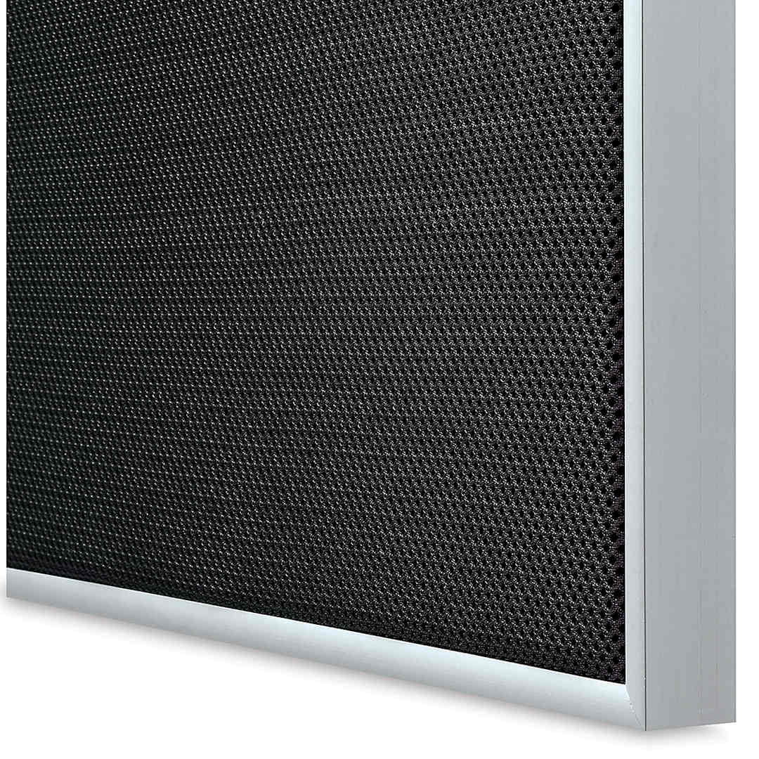 Open in modal - Acco Quartet Matrix Gray Bulletin Board - Angled view showing aluminum frame