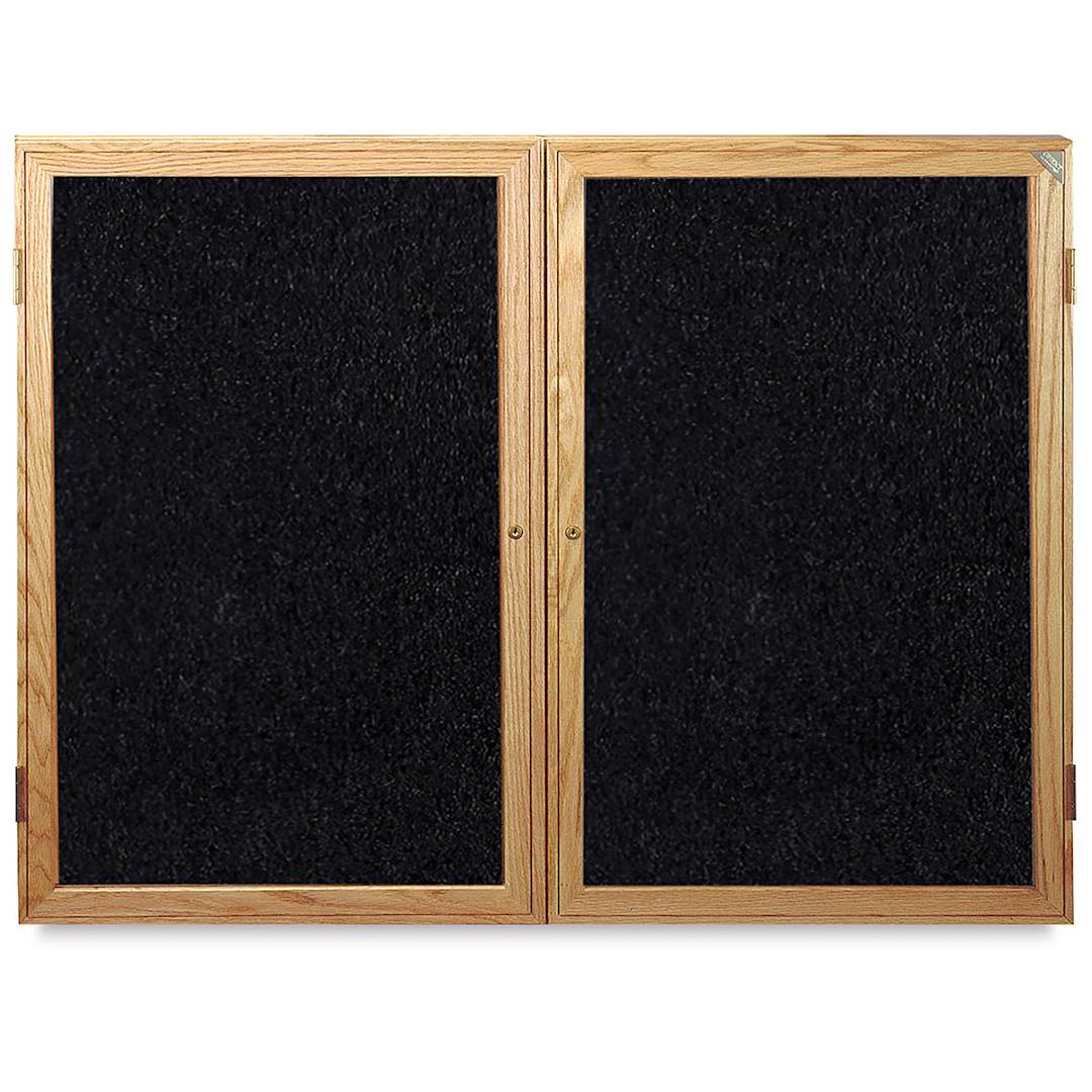Open in modal - Ghent Enclosed Recycled Rubber Tackboards - 48" x 36" x 2 1/4", Oak, 2 Door