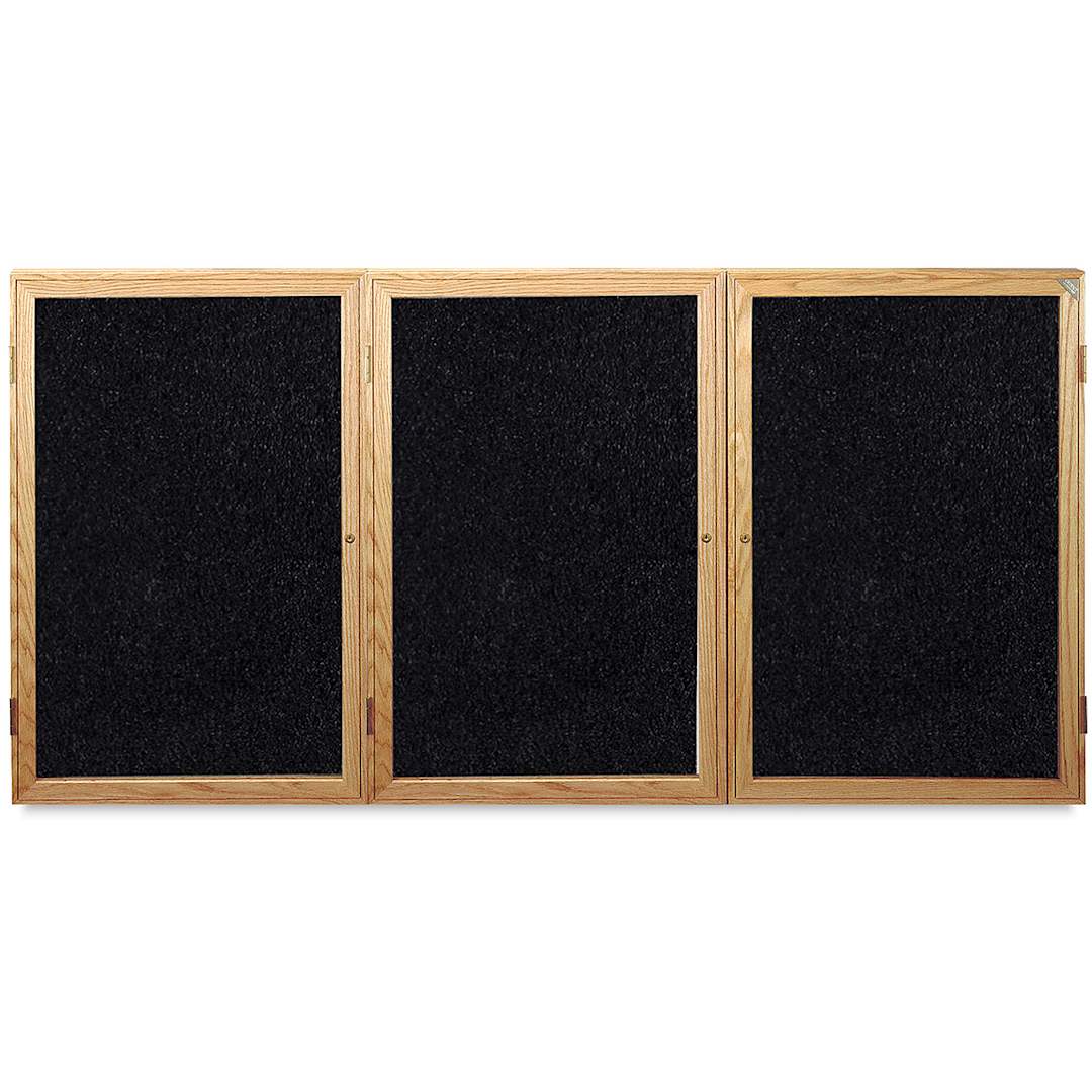 Open in modal - Ghent Enclosed Recycled Rubber Tackboards - 72" x 36" x 2 1/4", Oak, 3 Door