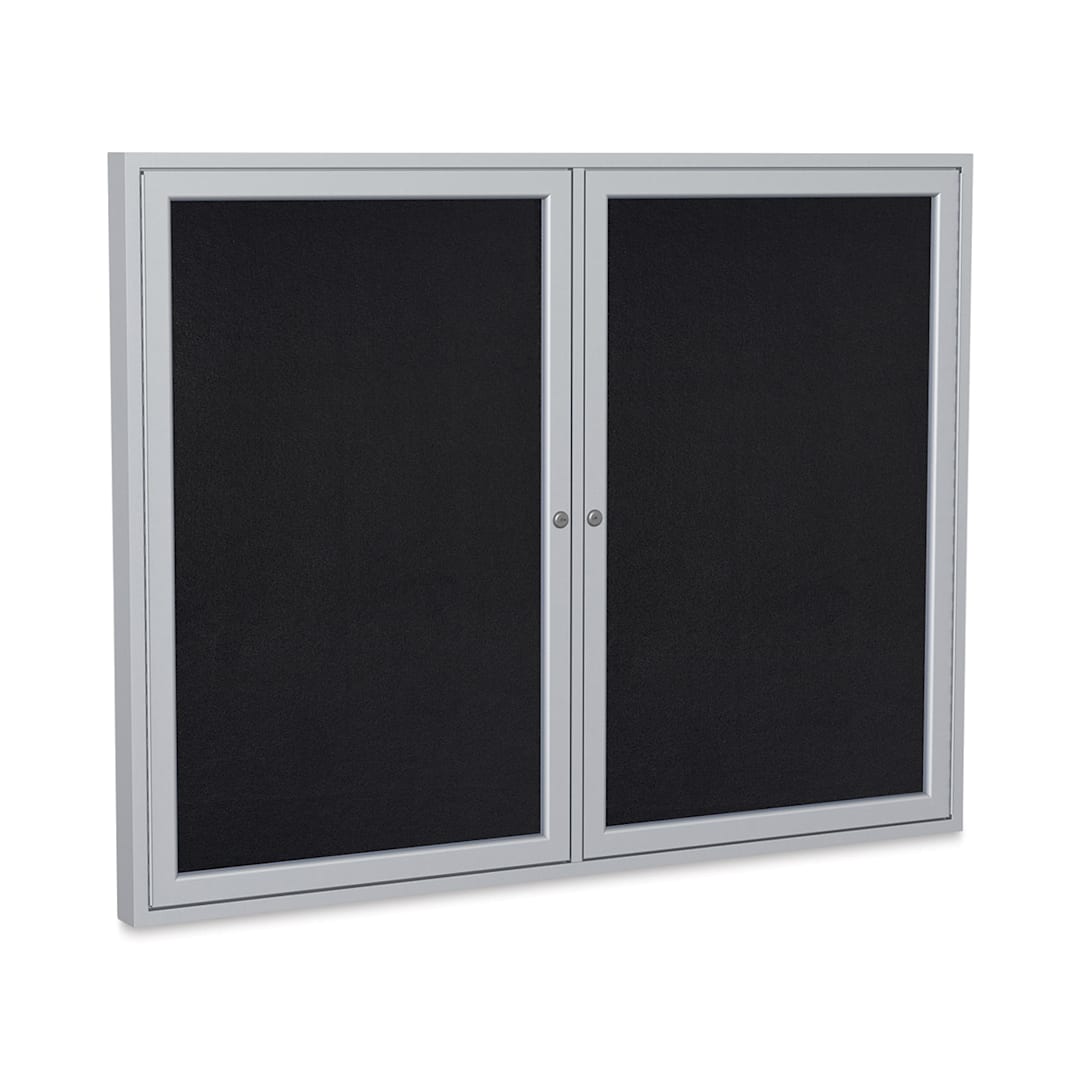 Open in modal - Ghent Enclosed Recycled Rubber Tackboards - 60" x 36" x 2 1/4", Satin, 2 Door