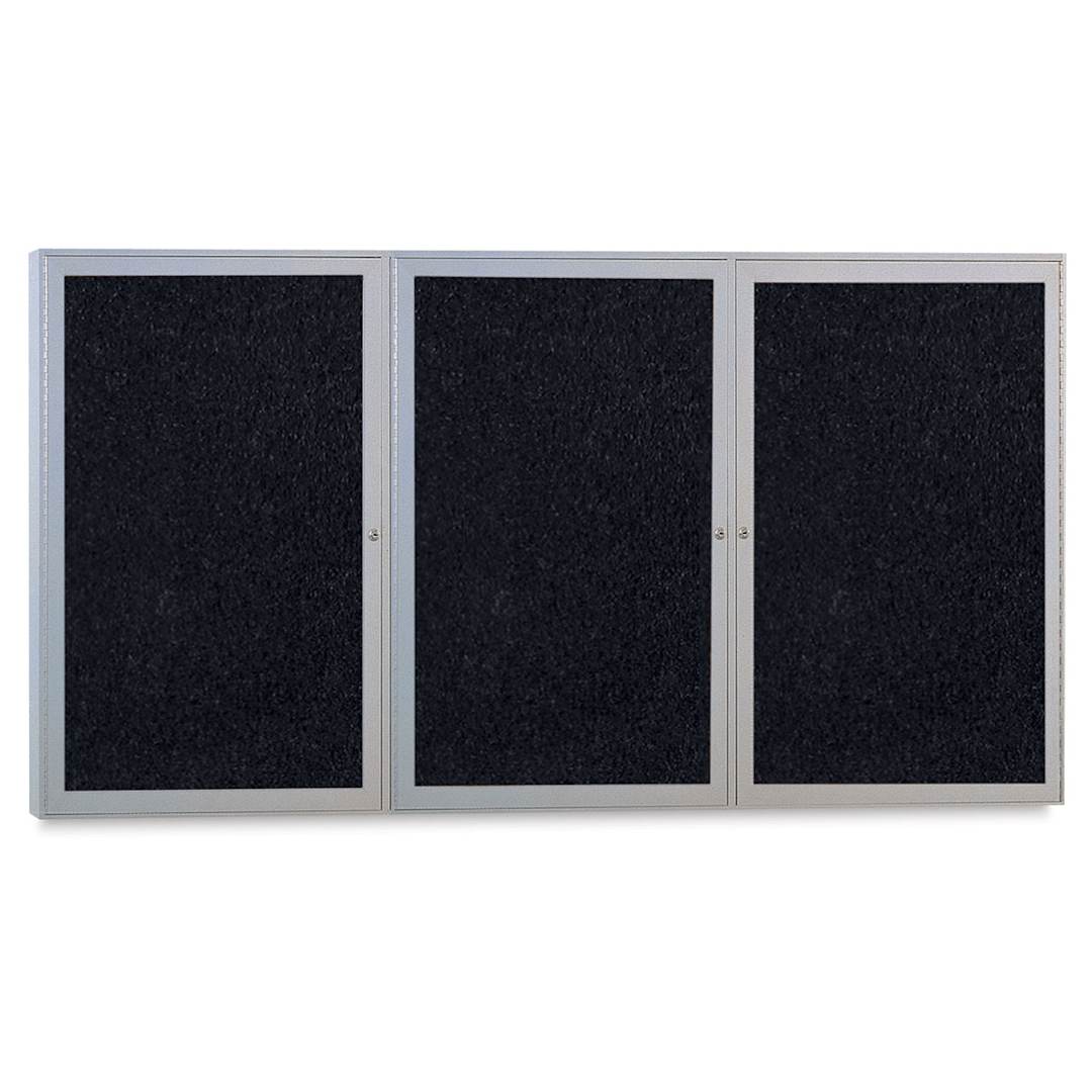 Open in modal - Ghent Enclosed Recycled Rubber Tackboards - 72" x 36" x 2 1/4", Satin, 3 Door