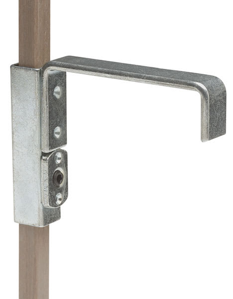 Open in modal - Walker System Rod Sleeves - Angled view of Silver Hook Over Sleeve with plain rod attached