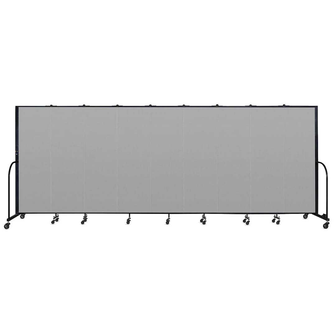 Open in modal - Screenflex Portable Room Dividers - 6 ft x 16 ft, Gray, 9 Panel - front