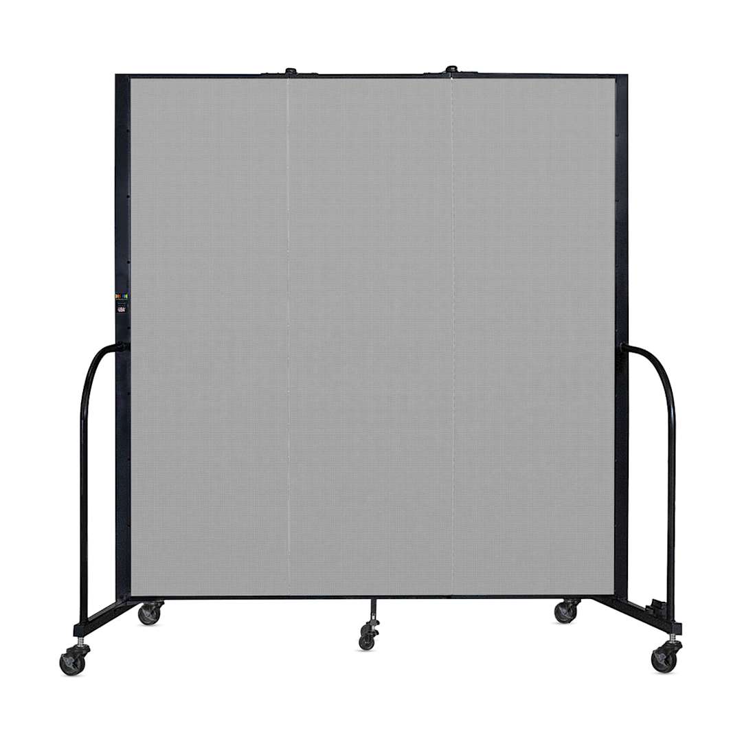 Open in modal - Screenflex Portable Room Dividers - 6 ft x 5 ft, Gray, 3 Panel - front