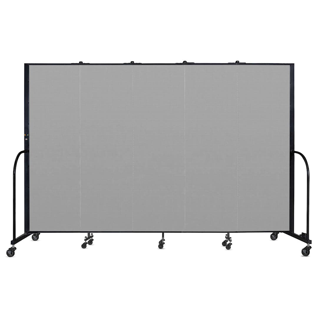 Open in modal - Screenflex Portable Room Dividers - 6 ft x 9 ft, Gray, 5 Panel