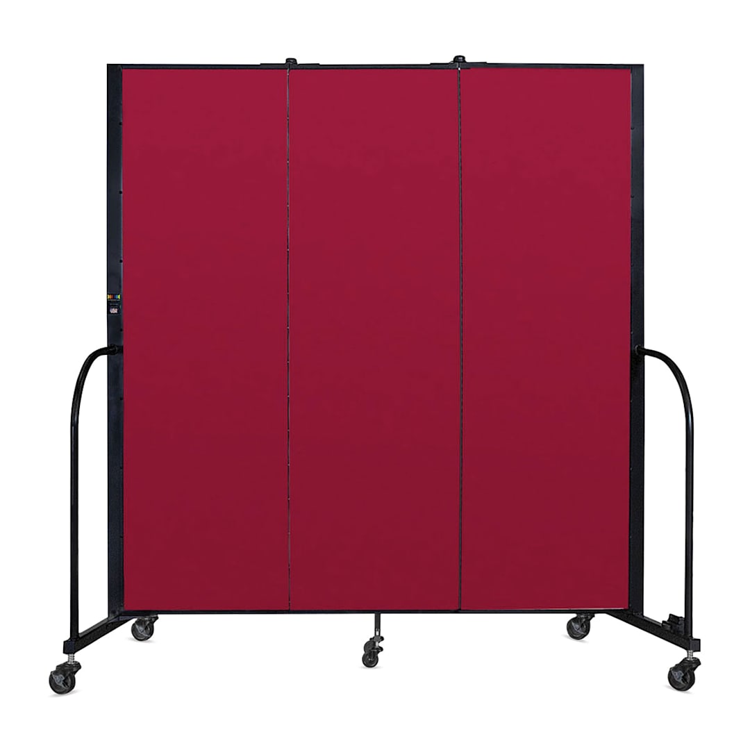 Open in modal - Screenflex Portable Room Dividers - 6 ft, Red, 3 Panel - front