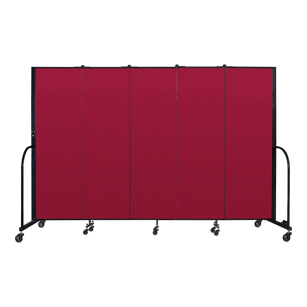 Open in modal - Screenflex Portable Room Dividers - 6 ft, Red, Portable, 5 Panel - front
