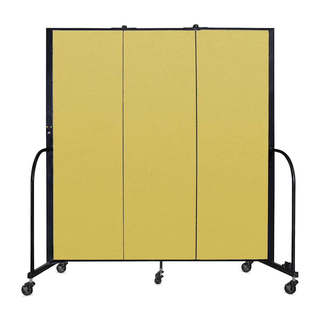 Open in modal - Screenflex Portable Room Dividers - 6 ft, Yellow, 3 Panel - front