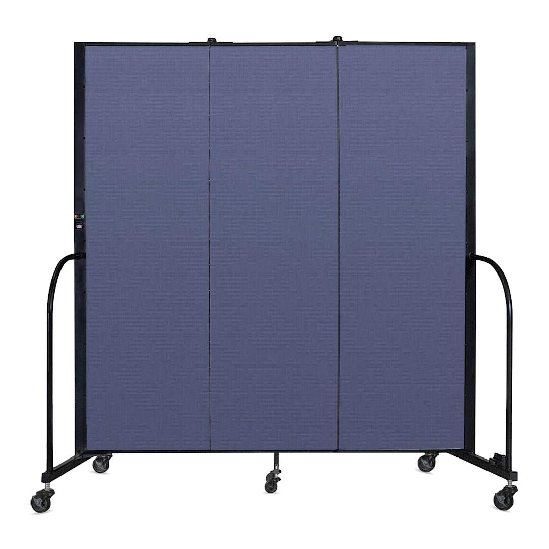 Open in modal - Screenflex Portable Room Dividers - 6 ft x 5 ft, Blue, Portable, 3 Panel - front