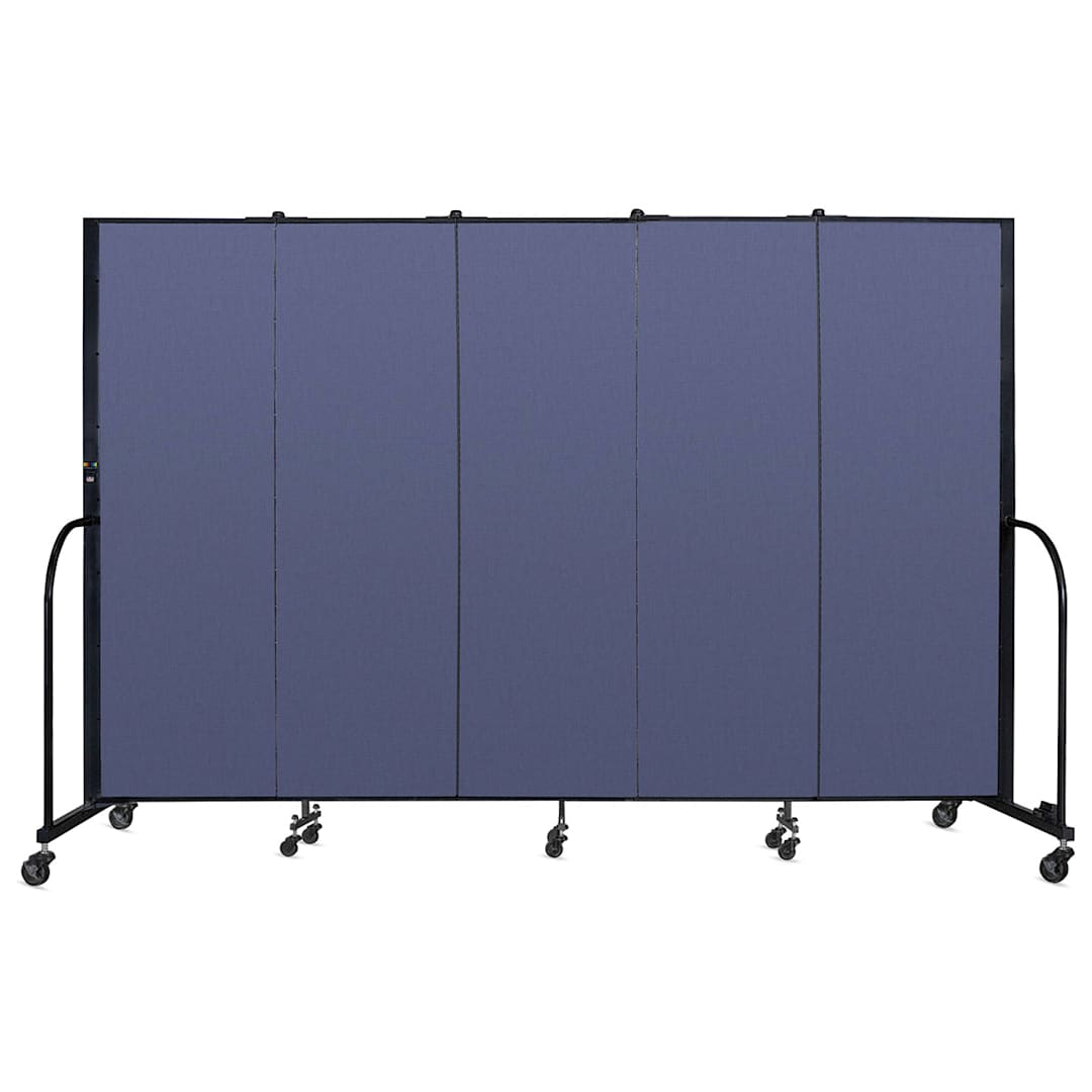 Open in modal - Screenflex Portable Room Dividers - 6 ft x 9 ft, Blue, Portable, 5 Panel - front