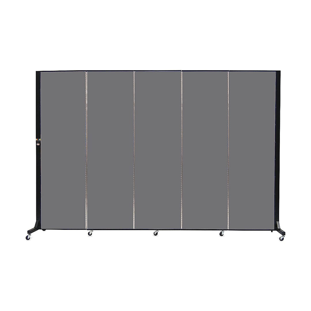 Open in modal - Screenflex Light-Duty Divider - 6'5" x 9'5", Stone, 5 Panel