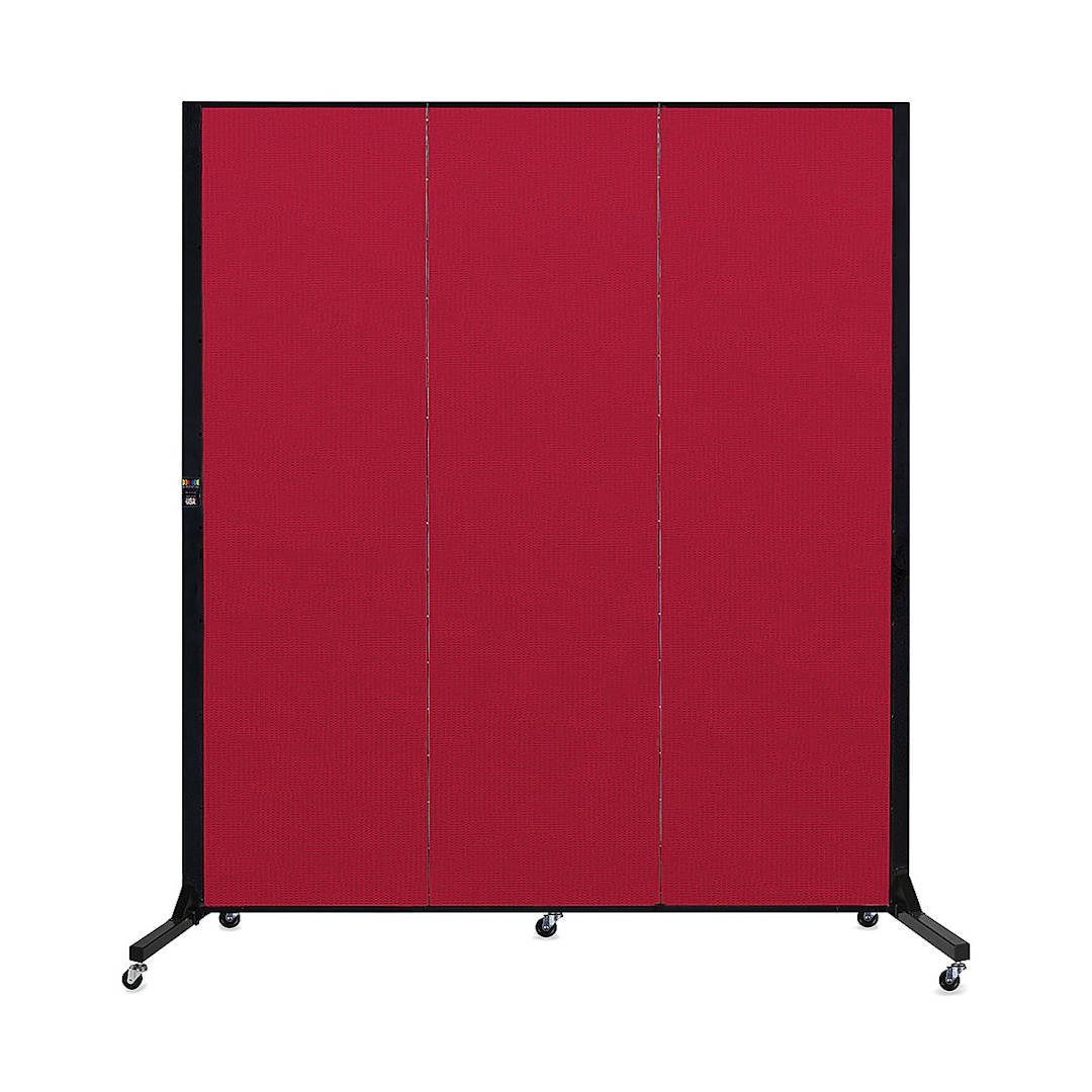 Open in modal - Screenflex Light-Duty Divider - 6'5" x 5'9", Red, 3 Panel