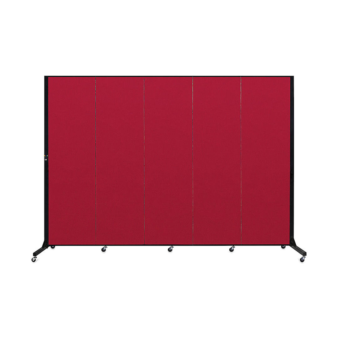 Open in modal - Screenflex Light-Duty Divider - 6'5" x 9'5", Red, 5 Panel