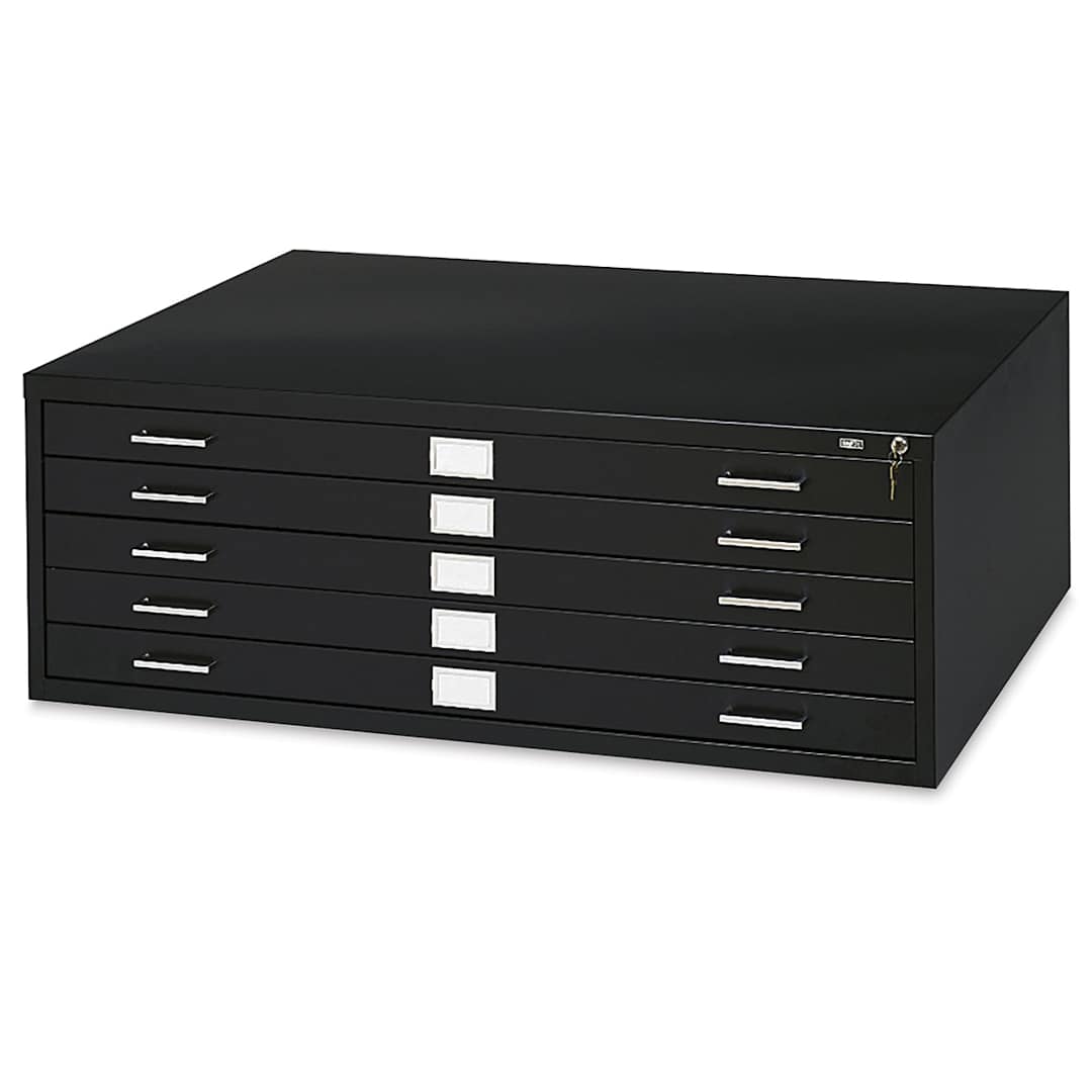 Open in modal - Safco 5-Drawer Steel Flat File - Right Angle view of Black File
